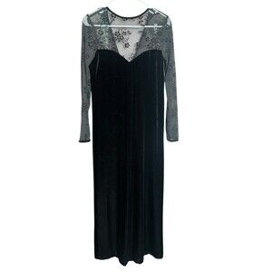 Kathie Lee Black‎ Velvet Whimsigoth Witchy Goth Evening Party Maxi Dress Women 6
